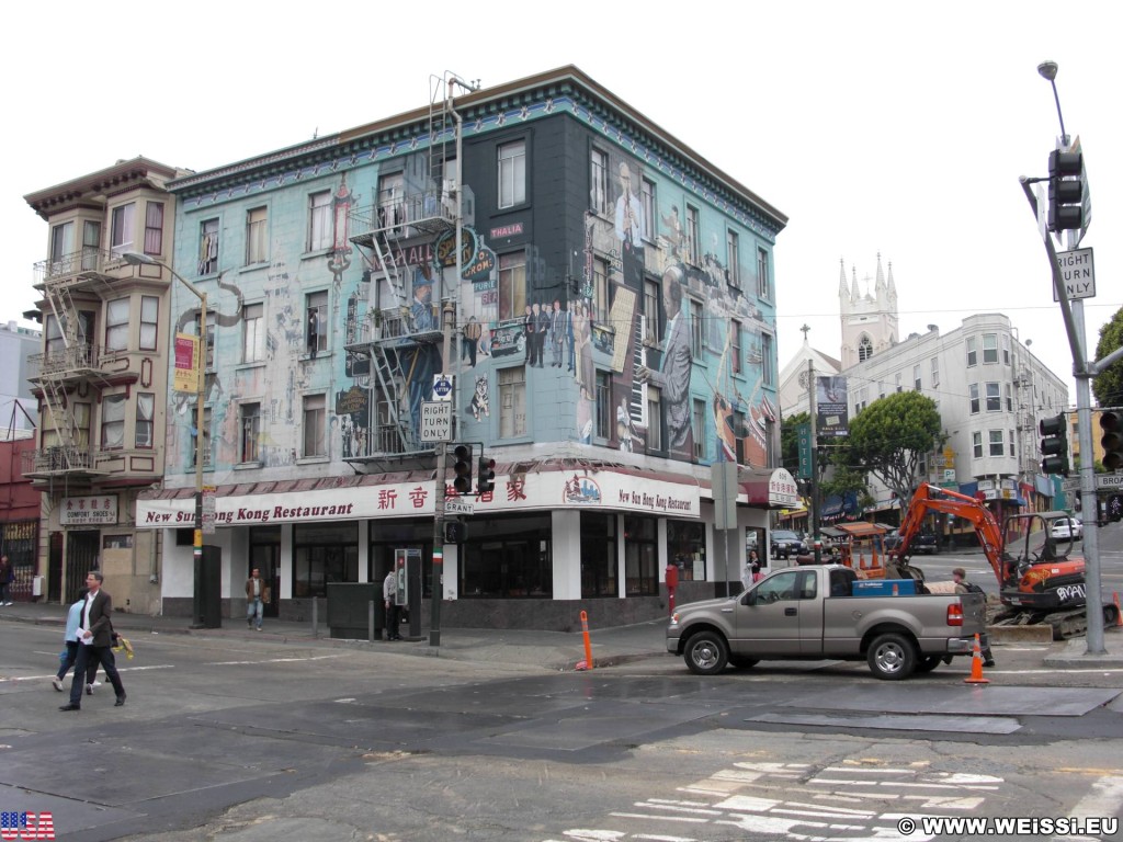 San Francisco. Jazz Mural by Bill Weber - San Francisco. - Westküste, Gebäude, Broadway, Graffiti, Grant Ave, Malkunst, Wandmalerei, Mural, San Francisco - (Chinatown, San Francisco, California, Vereinigte Staaten)