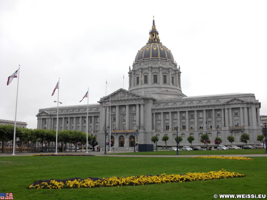 San Francisco. - Westküste, Gebäude, City Hall, Rathaus, Civic Center Plaza, San Francisco - (Opera Plaza, San Francisco, California, Vereinigte Staaten)