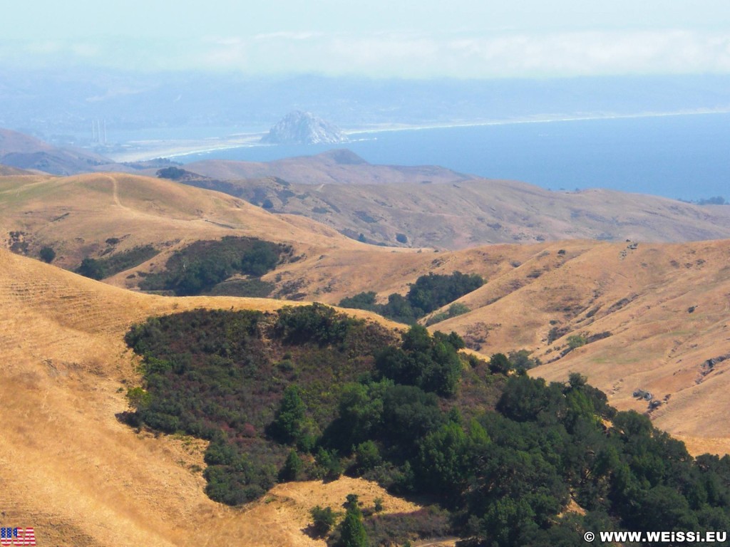 On the road. Morro Rock. - Westküste, Landschaft, Meer, Pazifik, Green Valley Road, Felsen, Morro Rock - (Klau, Cayucos, California, Vereinigte Staaten)