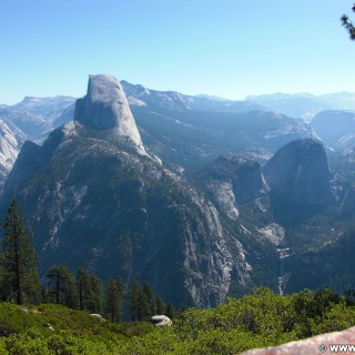 Yosemite National Park. - Landschaft, Felsen, Granit-Monolith, Panorama, Yosemite Nationalpark, Aussichtspunkt, Berg, Half Dome, Washburn Point, Tal, Vernal Falls - (Curry Village, Yosemite National Park, California, Vereinigte Staaten)