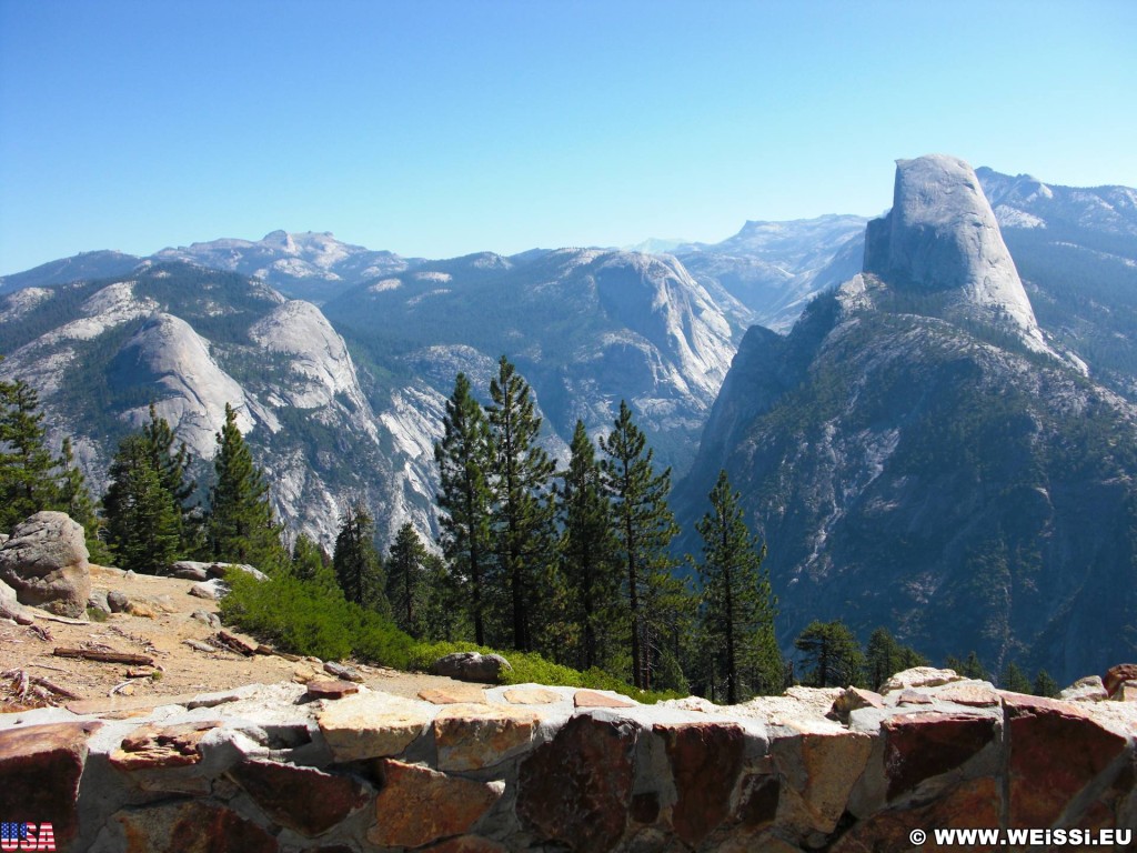 Yosemite National Park. - Landschaft, Felsen, Granit-Monolith, Panorama, Yosemite Nationalpark, Aussichtspunkt, Berg, Half Dome, Washburn Point, Tal - (Curry Village, Yosemite National Park, California, Vereinigte Staaten)