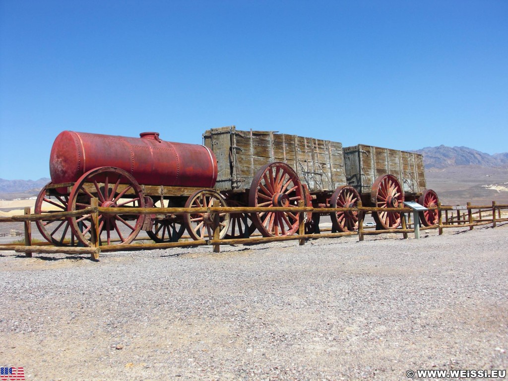 Death Valley National Park. - Death-Valley-Nationalpark, Harmony Borax Works, Wasser Borax Wagen Fuhrwerk - (Indian Village, Death Valley, California, Vereinigte Staaten)