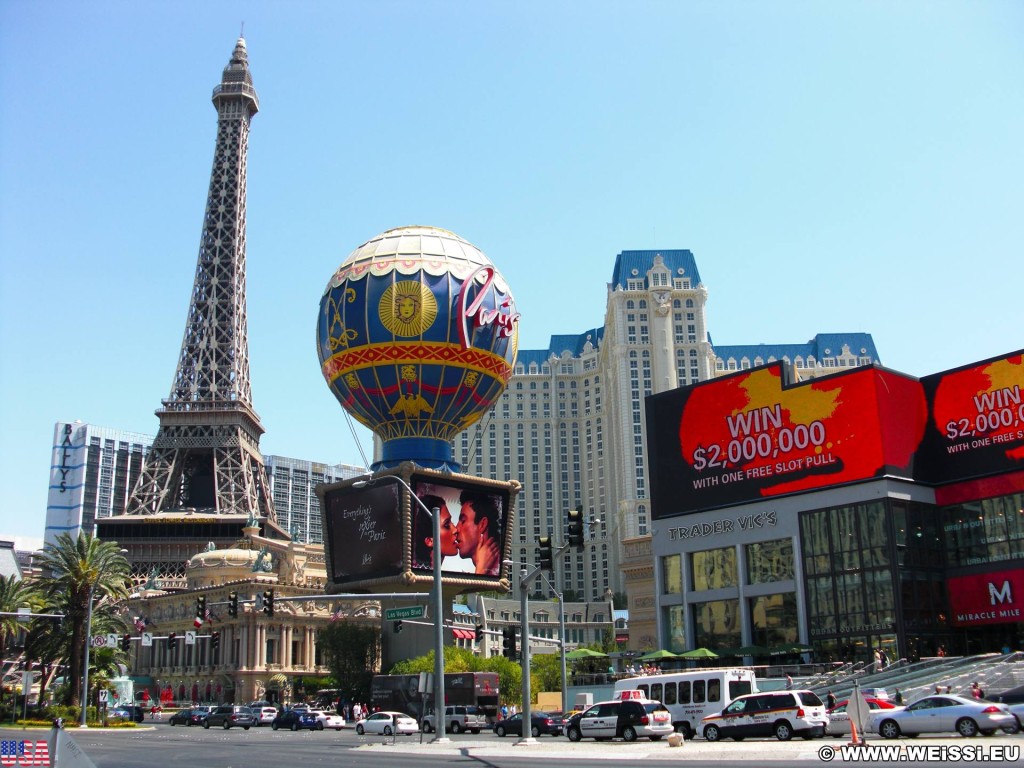 Las Vegas. - Gebäude, Werbeschild, Las Vegas, Turm, Videowall, Fassade, Venetian Resort Hotel, Eiffelturm - (Bracken, Las Vegas, Nevada, Vereinigte Staaten)