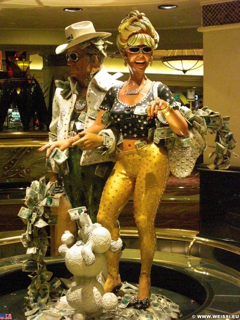 Las Vegas. - Las Vegas, Statue, Skulpturen, Figuren, Harrahs Hotel, The Greenbacks, Buck, Winnie, Buck & Winnie - (Bracken, Las Vegas, Nevada, Vereinigte Staaten)