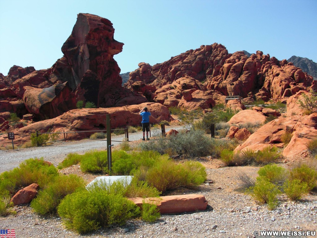 Valley of Fire State Park. Poodle Rock - Valley of Fire State Park. - Felsen, Felsformation, Valley of Fire State Park, Sandstein, Sandsteinformationen, Erosion, Campingplatz, Poodle Rock - (Valley of Fire State Park, Mesquite, Nevada, Vereinigte Staaten)