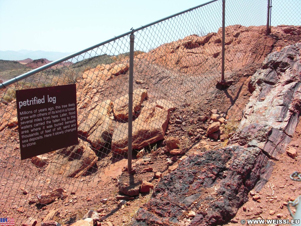 Valley of Fire State Park. Petrified Log - Valley of Fire State Park. - Schild, Tafel, Ankünder, Valley of Fire State Park, Petrified Log - (Valley of Fire State Park, Overton, Nevada, Vereinigte Staaten)