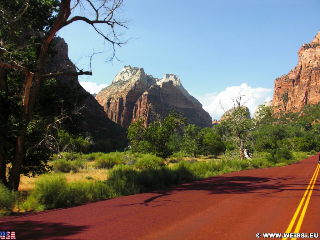 Zion National Park. - Landschaft, Berg, Sandstein, Sandsteinformationen, Zion National Park, Mount Majestic, Angels Landing - (Zion Lodge, Hurricane, Utah, Vereinigte Staaten)