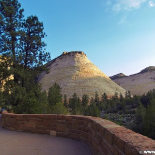 Zion National Park. Checkerboard Mesa - Zion National Park. - Berg, Sandstein, Zion National Park, Checkerboard Mesa, Tafelberg - (Zion Lodge, Mount Carmel, Utah, Vereinigte Staaten)