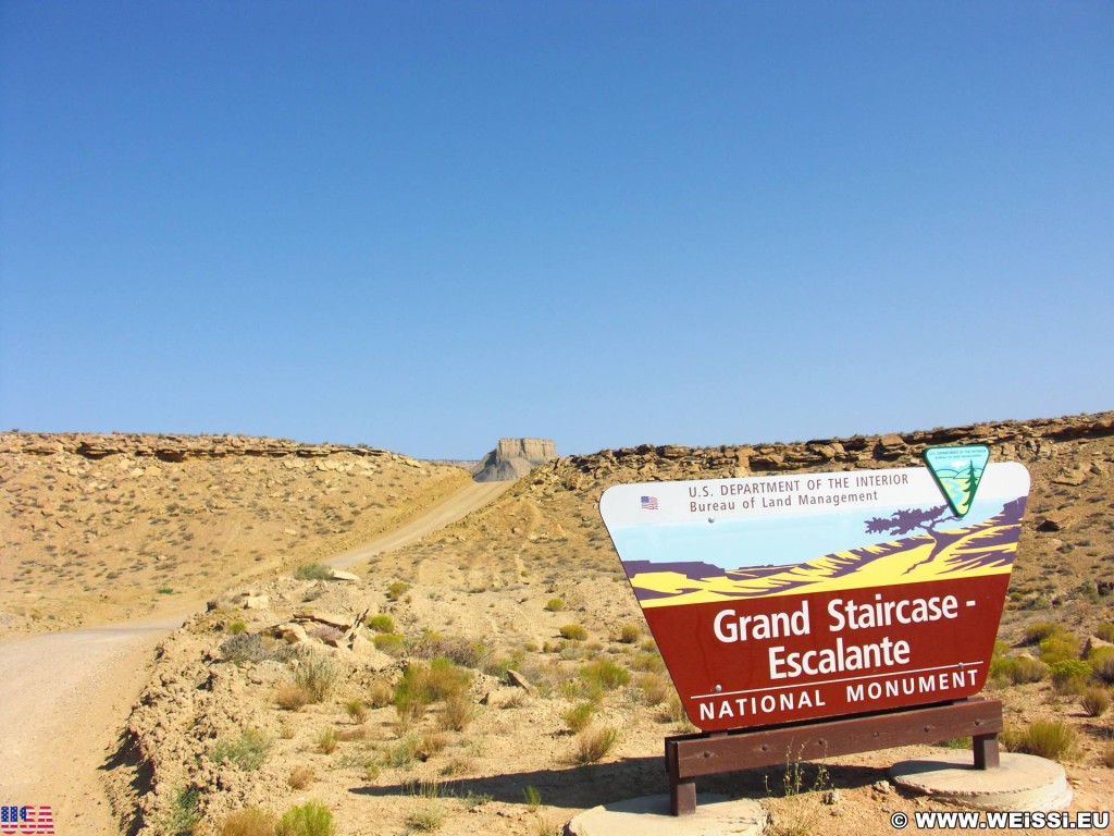 Cottonwood Canyon Road. - Strasse, Schild, Landschaft, Tafel, Ankünder, Cottonwood Canyon Road, Grand Staircase Escalante National Monument - (Paria, Kanab, Utah, Vereinigte Staaten)