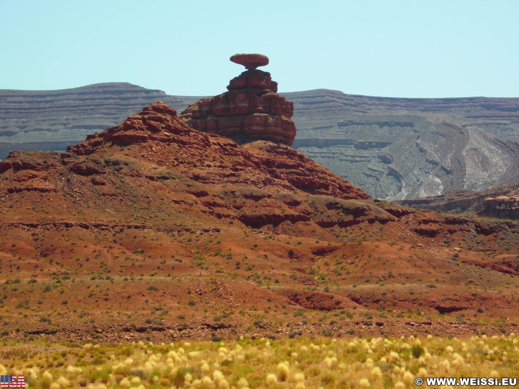 Mexican Hat. - Landschaft, Felsen, Sandstein, Sandsteinformationen, Mexican Hat, Rock - (Mexican Hat, Utah, Vereinigte Staaten)