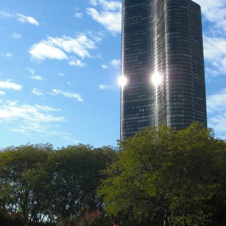Lake Point Tower. vom Olive Park. - Gebäude, Wolkenkratzer, Cityfront Place, Lake Point Tower - (Cityfront Place, Chicago, Illinois, Vereinigte Staaten)