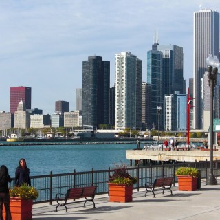 Navy Pier. - Gebäude, Skyline, Wolkenkratzer, Trump International Hotel and Tower, Cityfront Place, Navy Pier, CNA Center, Aon Center, The Parkshore, Harbor Point Tower - (Cityfront Place, Chicago, Illinois, Vereinigte Staaten)