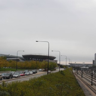 Blick. auf Soldier Field. - Park Row - (Park Row, Chicago, Illinois, Vereinigte Staaten)