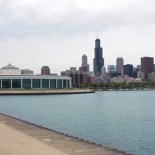 Skyline. von Northerly Island. - Skyline, Central Station - (Central Station, Chicago, Illinois, Vereinigte Staaten)