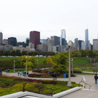 Grant Park. - Gebäude, Skyline, Park Row - (Park Row, Chicago, Illinois, Vereinigte Staaten)