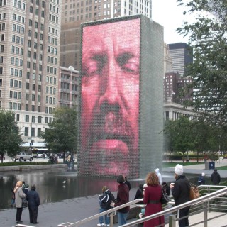 Crown Fountain. Millennium Park. - Fort Dearborn Addition, Millennium Park, Crown Fountain - (Fort Dearborn Addition, Chicago, Illinois, Vereinigte Staaten)