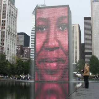 Crown Fountain. Millennium Park. - Fort Dearborn Addition, Millennium Park, Crown Fountain - (Fort Dearborn Addition, Chicago, Illinois, Vereinigte Staaten)
