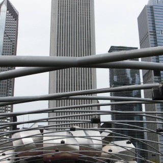 Jay Pritzker Pavilion. im Millennium Park. - Gebäude, Wolkenkratzer, Fort Dearborn Addition, Millennium Park, Jay Pritzker Pavillon - (Fort Dearborn Addition, Chicago, Illinois, Vereinigte Staaten)