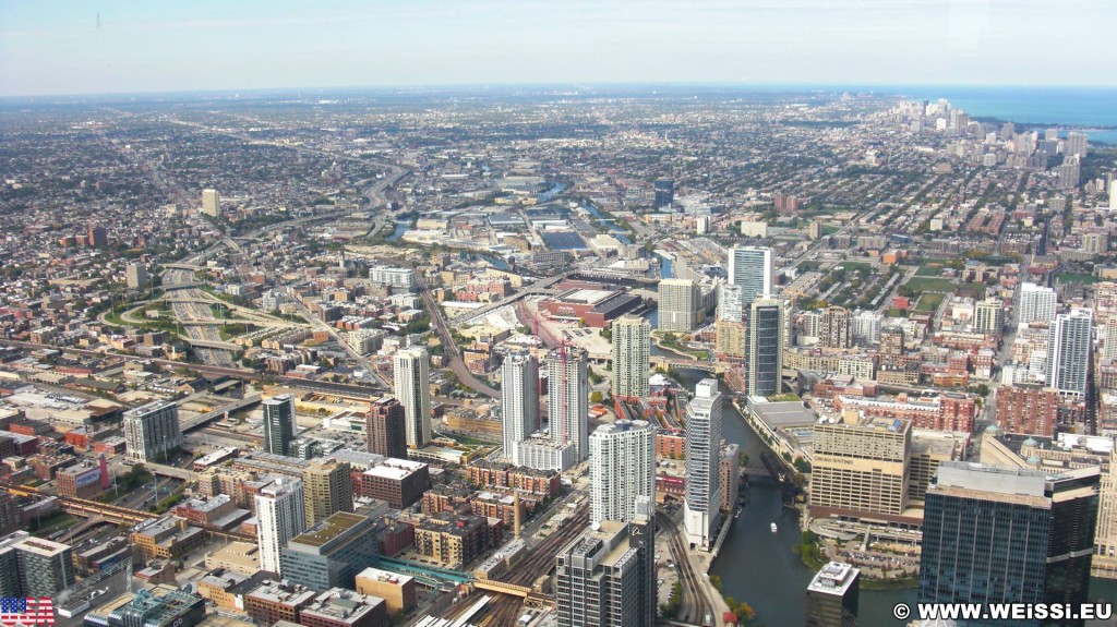 Willis Tower. Ausblick vom Willis Tower. - Skyline, Duncans Addition, Willis Tower - (Duncans Addition, Chicago, Illinois, Vereinigte Staaten)