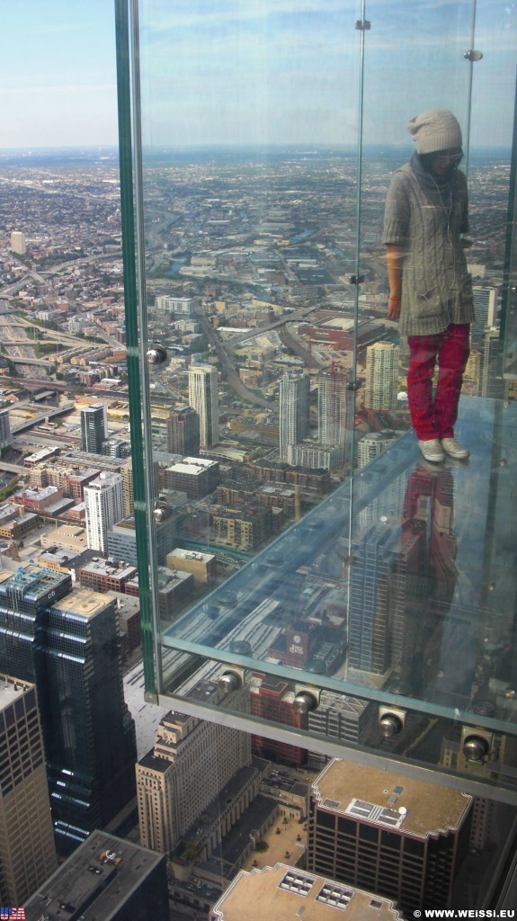 Willis Tower. Ausblick vom Willis Tower. - Duncans Addition, Willis Tower, Glasbalkone - (Duncans Addition, Chicago, Illinois, Vereinigte Staaten)