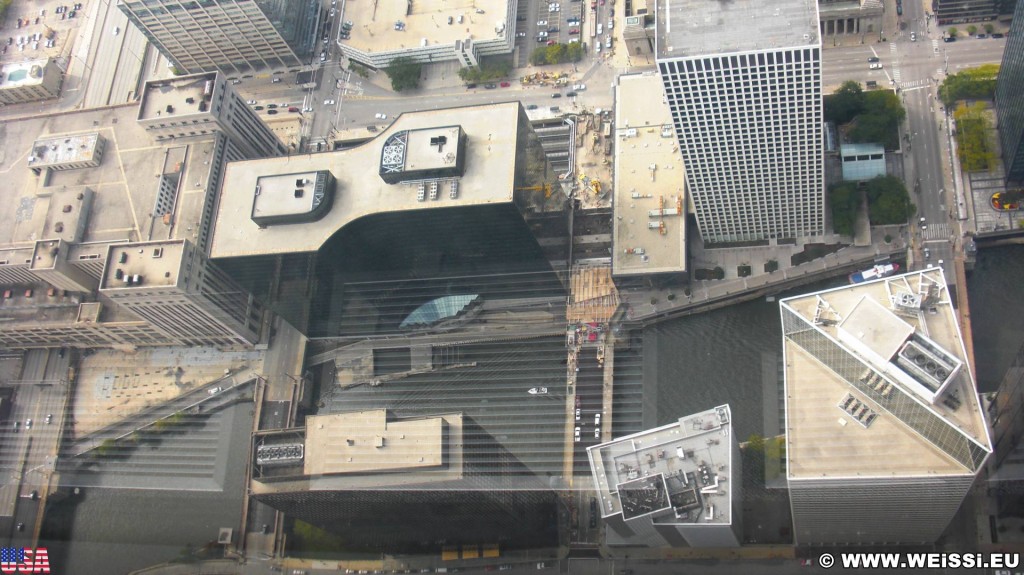 Willis Tower. Ausblick vom Willis Tower. - Duncans Addition, Willis Tower, Glasbalkone - (Duncans Addition, Chicago, Illinois, Vereinigte Staaten)