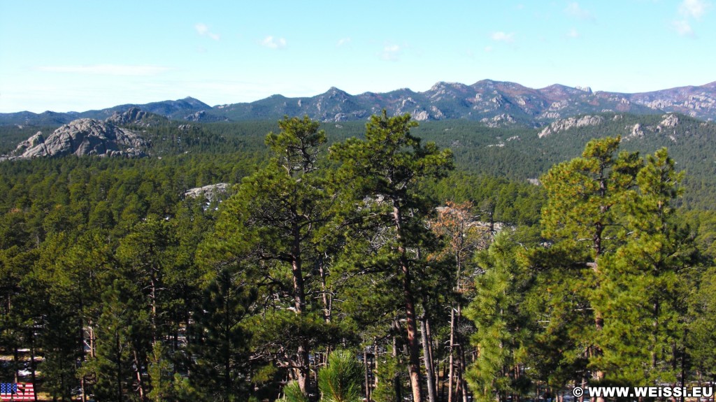 Black Hills. - Landschaft, Bäume, Mount Rushmore National Memorial, Mount Rushmore, National Memorial - (Keystone, South Dakota, Vereinigte Staaten)