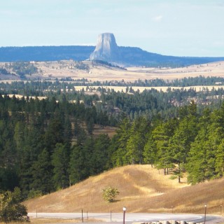 Devils Tower National Monument. - Sehenswürdigkeit, Landschaft, Bäume, Berg, Monolith, Devils Tower, Devils Tower National Monument, Wyoming, Attraktion, Teufelsturm, Carlile Junction, Sundance, Vulkangestein - (Carlile Junction, Sundance, Wyoming, Vereinigte Staaten)
