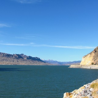 Buffalo Bill Reservoir. - Landschaft, Dam, Stausee, Wasser, Buffalo Bill State Park, Buffalo Bill Reservoir - (Cody, Wyoming, Vereinigte Staaten)