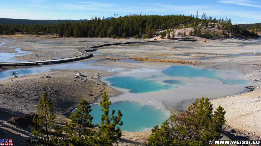 Yellowstone-Nationalpark. Porcelain Basin - Norris Geyser Basin - Yellowstone-Nationalpark. - Norris Geyser Basin, Porcelain Basin - (Canyon Junction, Yellowstone National Park, Wyoming, Vereinigte Staaten)