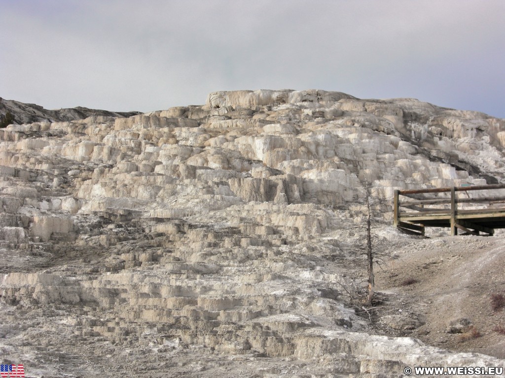 Yellowstone-Nationalpark. Minerva Terrace, Mammoth Hot Springs - Yellowstone-Nationalpark. - Lower Terraces, Mammoth Hot Springs, Minerva Terrace, Sinter-Terrassen - (Mammoth, Yellowstone National Park, Wyoming, Vereinigte Staaten)