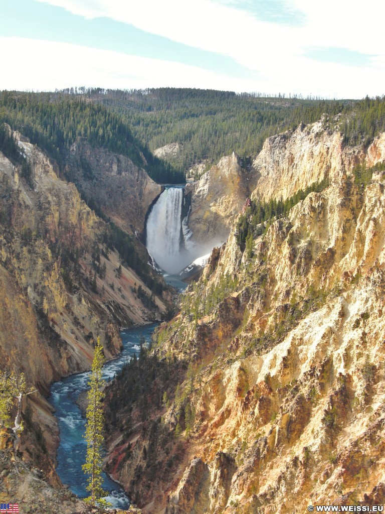 Yellowstone-Nationalpark. Grand Canyon of the Yellowstone, Lower Falls vom Artist Point am South Rim - Yellowstone-Nationalpark. - Wasserfall, Canyon, Artists Point, Yellowstone River, Lower Falls, Canyon Village, Grand Canyon of the Yellowstone, South Rim Drive, South Rim - (Canyon Village, Yellowstone National Park, Wyoming, Vereinigte Staaten)