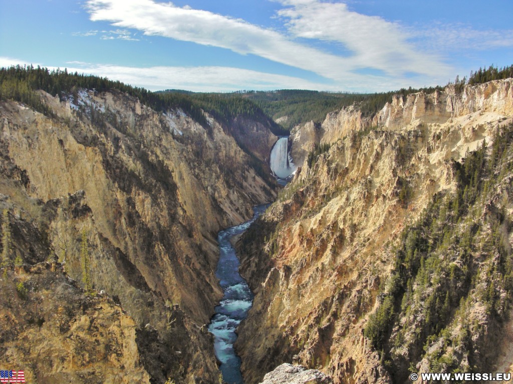 Yellowstone-Nationalpark. Grand Canyon of the Yellowstone, Grand Canyon of the Yellowstone - Lower Falls vom Artist Point am South Rim - Yellowstone-Nationalpark. - Wasserfall, Canyon, Artists Point, Yellowstone River, Lower Falls, Canyon Village, Grand Canyon of the Yellowstone, South Rim Drive, South Rim - (Canyon Village, Yellowstone National Park, Wyoming, Vereinigte Staaten)