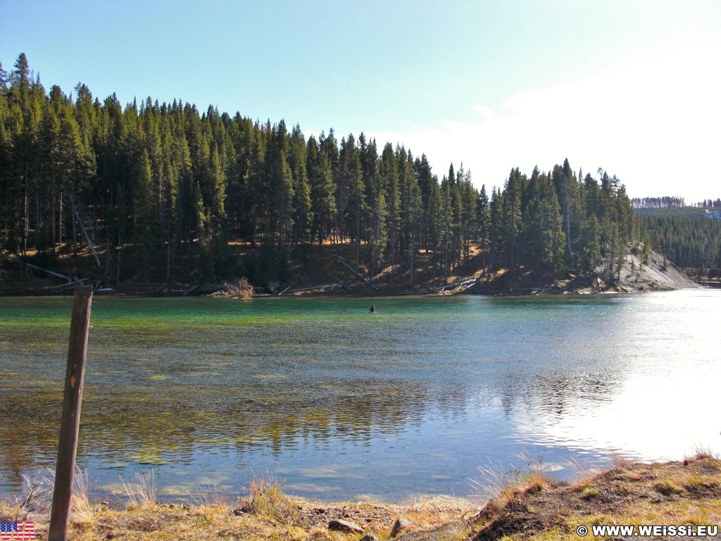 Yellowstone-Nationalpark. Fischer im Yellowstone River - Yellowstone-Nationalpark. - Fluss, Wasser, Yellowstone River, Canyon Village, Fischer - (Canyon Village, Yellowstone National Park, Wyoming, Vereinigte Staaten)