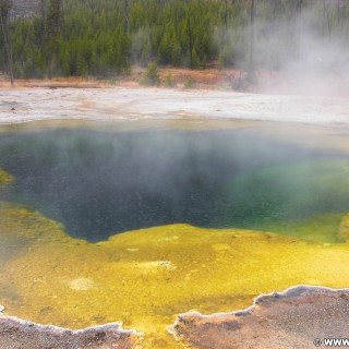 Yellowstone-Nationalpark. Emerald Pool im Black Sand Basin. - Thermalquelle, Black Sand Basin, Emerald Pool - (Three River Junction, Yellowstone National Park, Wyoming, Vereinigte Staaten)