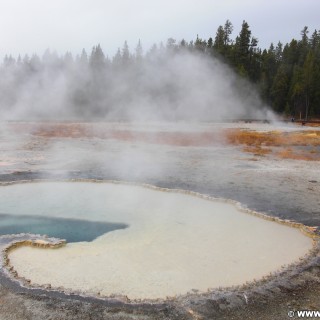 Yellowstone-Nationalpark. Doublet Pool in der Old Faithful Area - South Section. - Thermalquelle, Upper Geyser Basin, Old Faithful Area, South Section, Upper Geyser Basin South Section, Geyser Hill, Lion Geyser, Lion Geyser Group, Doublet Pool - (Three River Junction, Yellowstone National Park, Wyoming, Vereinigte Staaten)