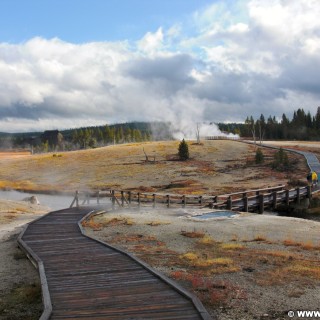 Yellowstone-Nationalpark. Old Faithful Area - North Section, Blick Richtugn South Section. - Upper Geyser Basin, Old Faithful Area, South Section, Upper Geyser Basin South Section - (Three River Junction, Yellowstone National Park, Wyoming, Vereinigte Staaten)