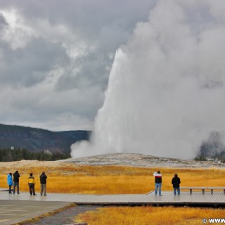 Yellowstone-Nationalpark. Old Faithful in der Old Faithful Area - South Section. - Upper Geyser Basin, Old Faithful Area, South Section, Upper Geyser Basin South Section - (Three River Junction, Yellowstone National Park, Wyoming, Vereinigte Staaten)