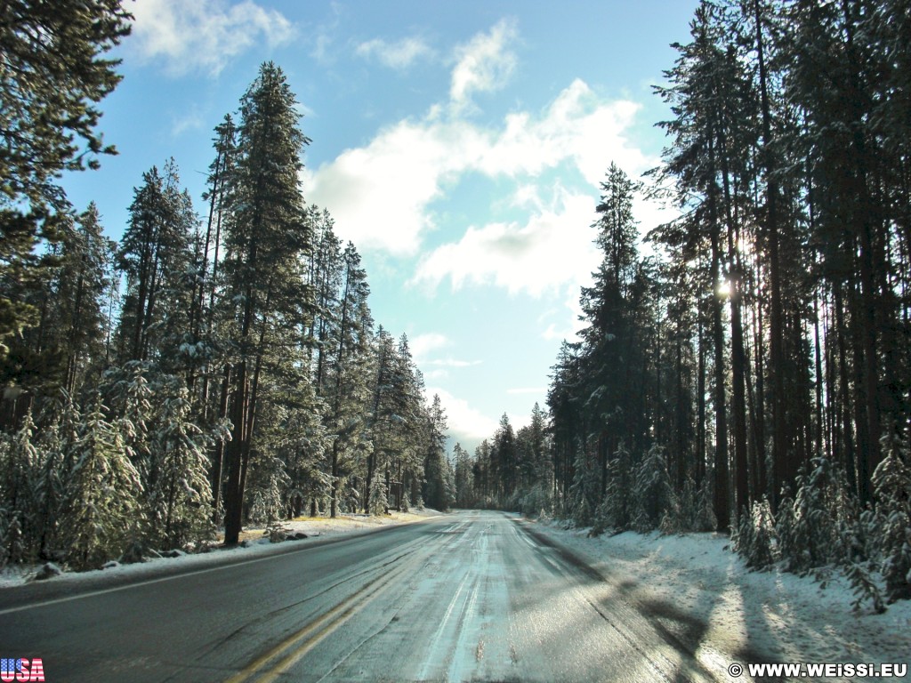 Yellowstone-Nationalpark. On the Road. - West Entrance - (Riverside, Moran, Wyoming, Vereinigte Staaten)