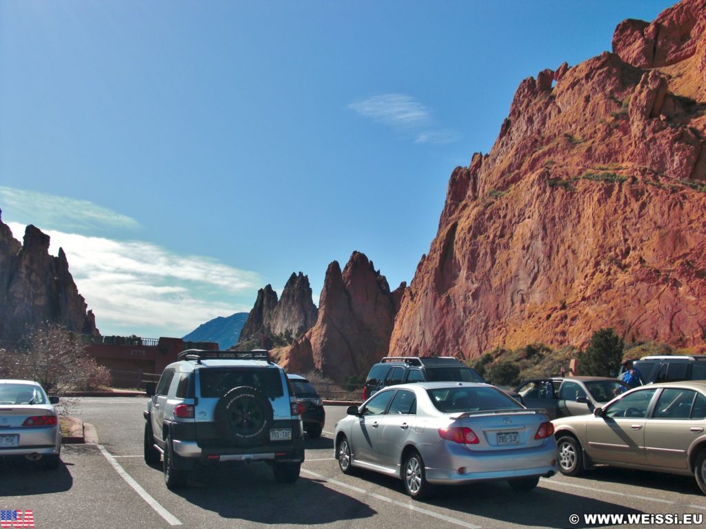 Garden of the Gods. - Sehenswürdigkeit, Sandstein, Sandsteinformationen, Park, Ausflugsziel, Garten der Götter, Naturpark, sehenswert - (Glen Eyrie, Colorado Springs, Colorado, Vereinigte Staaten)