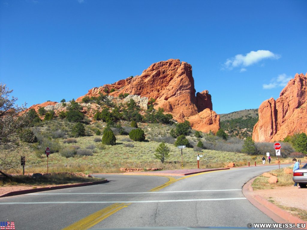 Garden of the Gods. - Sehenswürdigkeit, Sandstein, Sandsteinformationen, Park, Ausflugsziel, Garten der Götter, Naturpark, sehenswert - (Glen Eyrie, Colorado Springs, Colorado, Vereinigte Staaten)