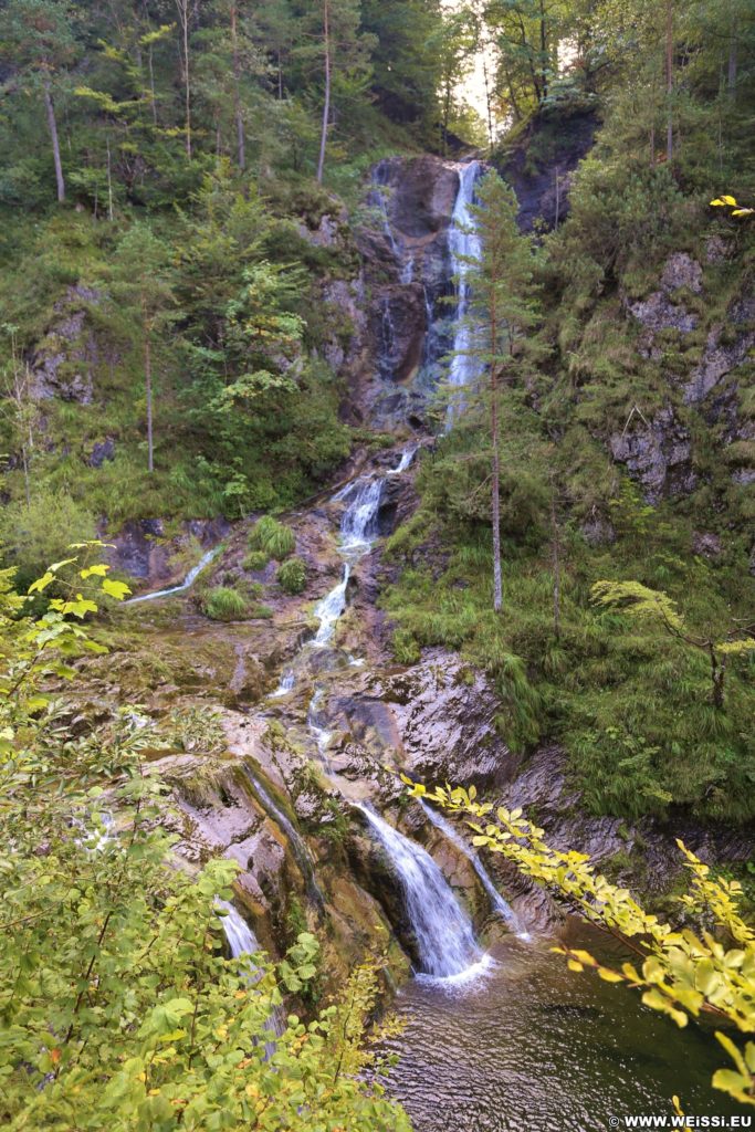 Ötschergräben - Lassingschlucht, Kienbachfall. Dem Weg entlang erreicht man als nächstes den Kienbachfall, einen kleinen Wasserfall, der kaskadenartig über die Felsen stürzt.. - Wasserfall, Wasser, Bach, Ötschergräben, Lassingschlucht, Kaskaden, Kienbachfall - (Wienerbruck, Josefsrotte, Niederösterreich, Österreich)