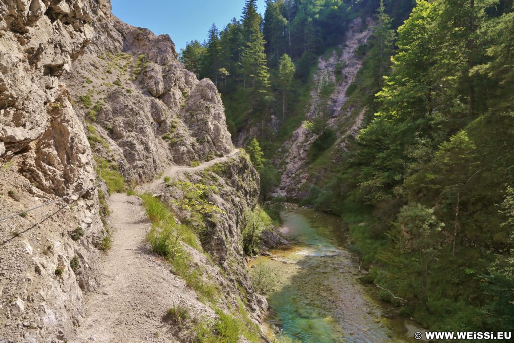 Ötschergräben - Der Grand Canyon Niederösterreichs. Am Weg durch die hinteren Ötschergräben sind die Schluchten, Felsformationen und die Landschaft fast noch eindrucksvoller!. - Felsen, Bäume, Felswand, Weg, Ötschergräben, Ötscherbach, Hintere Ötschergräben, Steig - (Hagen, Mitterbach-Seerotte, Niederösterreich, Österreich)