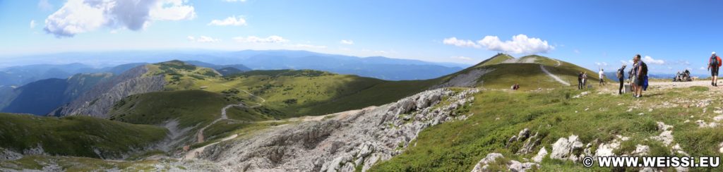 Schneeberg - Tagesausflug, Losenheim - Edelweißhütte - Fadensteig - Fischerhütte. Das Hochplateau bietet ein wunderschönes Panorama und nahezu uneingeschränkte Aussicht.  - Alpen, Berge, Gebirge, Himmel, Hochplateu, Landschaft, Panorama, Wolken - (Losenheim, Vois, Niederösterreich, Österreich)